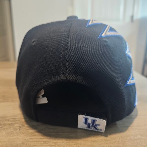 Vtg University of Kentucky Wildcats Strap Back Hat Cap 90s Black ZigZag UK Retro - Picture 5 of 10